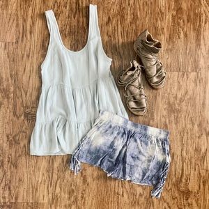 En Creme tie-dye tassel shorts